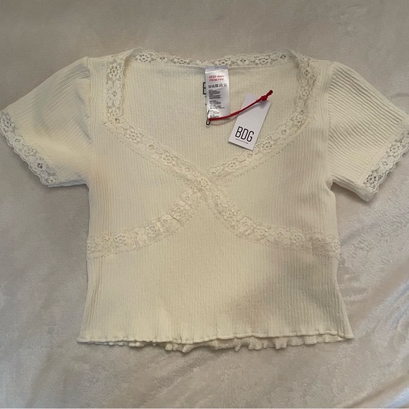 BDG Urban Outfitters London Womens Cross Lace Baby Tee size medium NWT - Picture 10 of 13
